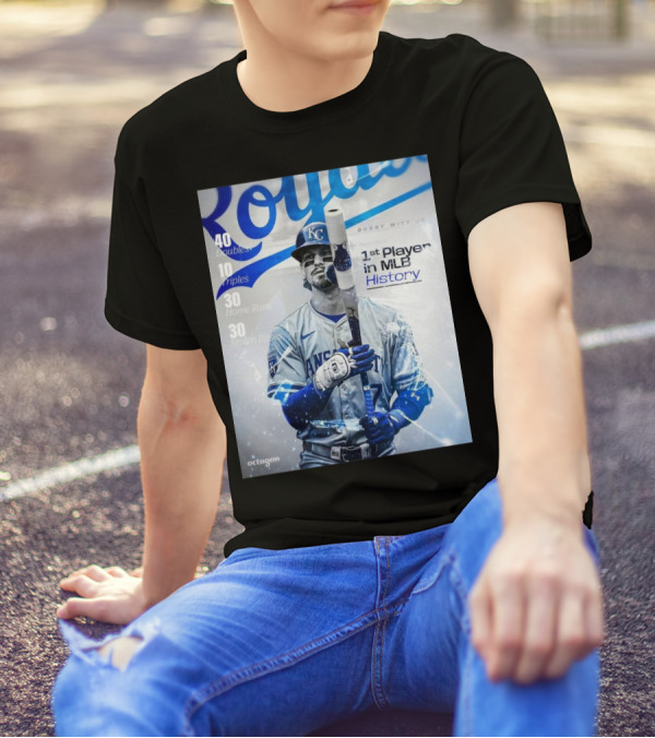 Kansas City Royals Bobby Witt Jr. 1st Player In MLB History 40 Doubles 10 Triples 30 Home Runs 30 Stolen Bases T-Shirt