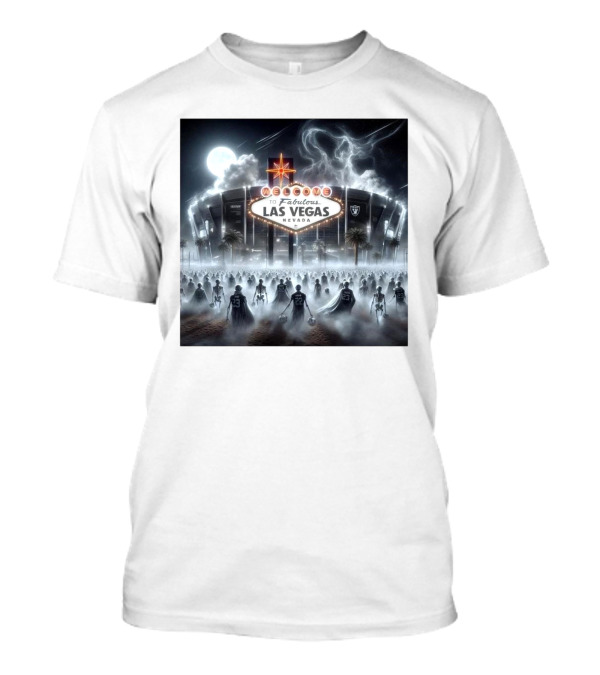 Las Vegas Raiders Welcome To Fabulous Las Vegas Nevada Raider Nation Stadium Under Moonlit Sky T-Shirt