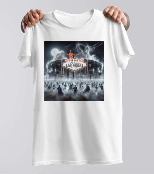 Las Vegas Raiders Welcome To Fabulous Las Vegas Nevada Raider Nation Stadium Under Moonlit Sky T-Shirt
