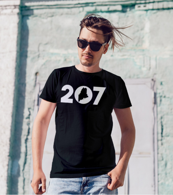 207 Maine Map Inside Area Code Pride T-Shirt