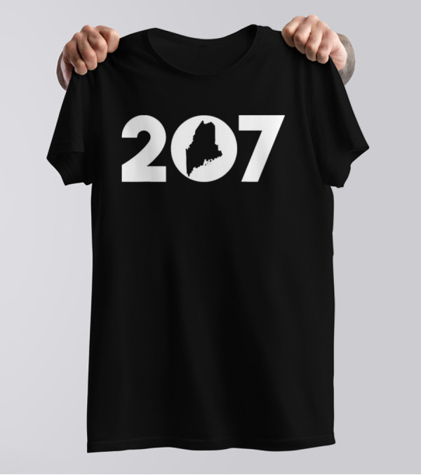 207 Maine Map Inside Area Code Pride T-Shirt