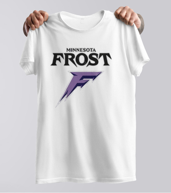 Minnesota Frost 2024 F Logo Purple Lightning T-Shirt