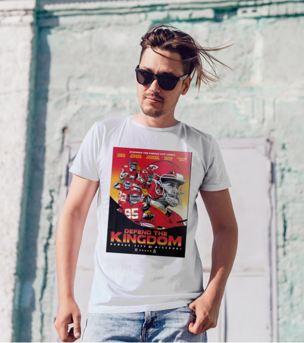 Starring Kansas City Chiefs Chris Jones Tyrann Mathieu Patrick Mahomes Travis Kelce Tyreek Hill Defend The Kingdom Kansas City Missouri T-Shirt