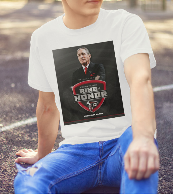 Arthur M. Blank Welcome To The Atlanta Falcons Ring Of Honor Emblem Featuring Team T-Shirt