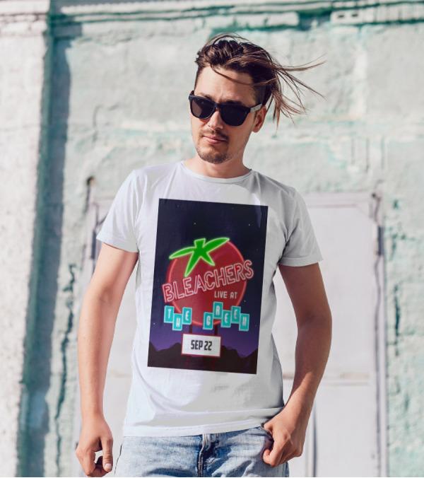 Bleachers Live At The Greek Sep 22 Tomato Neon Sign Night Sky T-Shirt