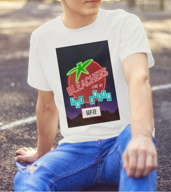 Bleachers Live At The Greek Sep 22 Tomato Neon Sign Night Sky T-Shirt