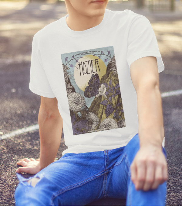 Hozier September 22 2024 Isleta Amphitheater Albuquerque Butterfly And Floral T-Shirt