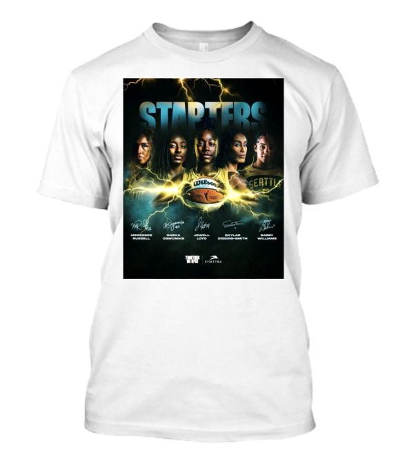 Starters Jewell Loyd Nneka Ogwumike Mercedes Russell Skylar Diggins-Smith Gabby Williams Seattle Five Signatures T-Shirt