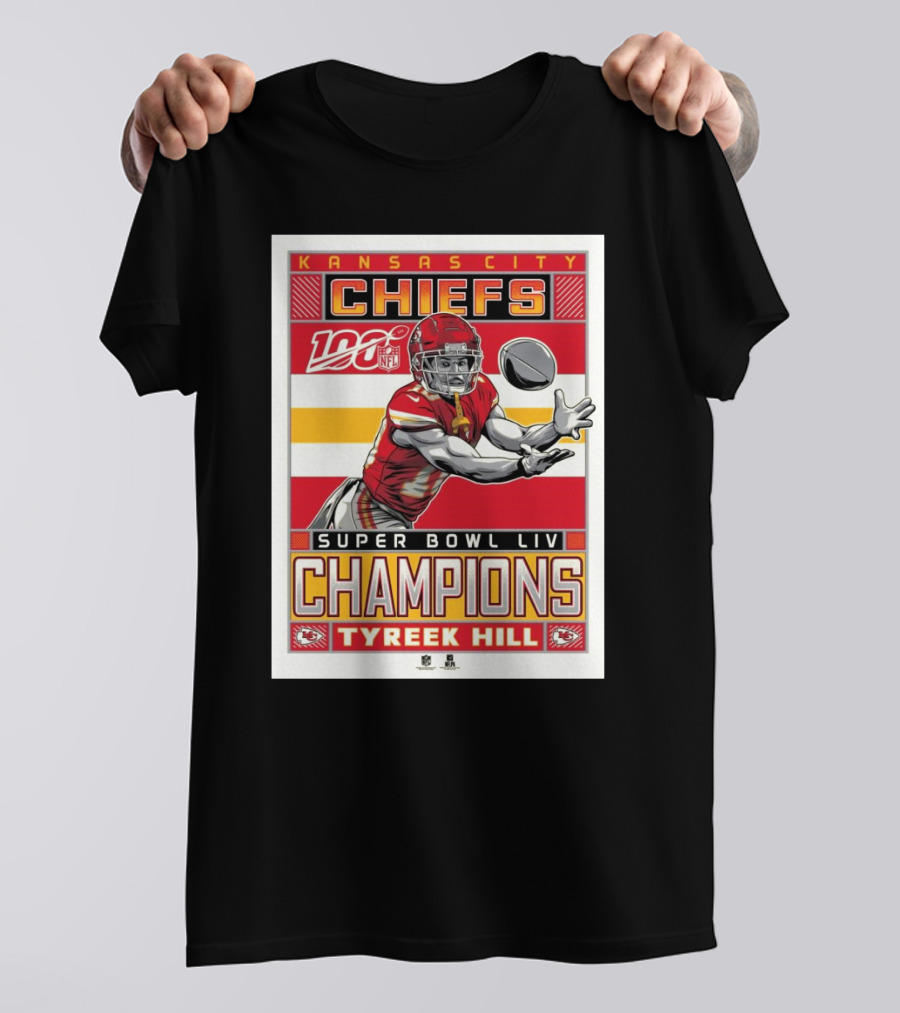 Kansas City Chiefs Super Bowl LIV Champions Tyreek Hill NFL 100 T-Shirt