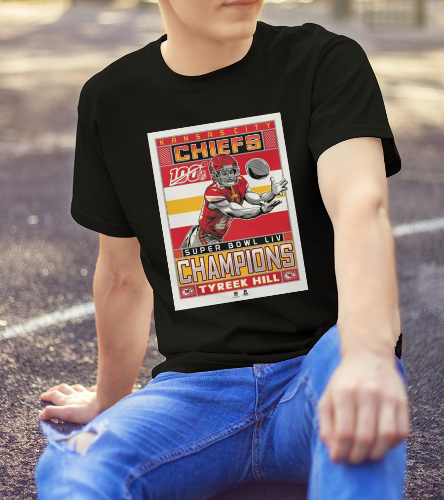 Kansas City Chiefs Super Bowl LIV Champions Tyreek Hill NFL 100 T-Shirt