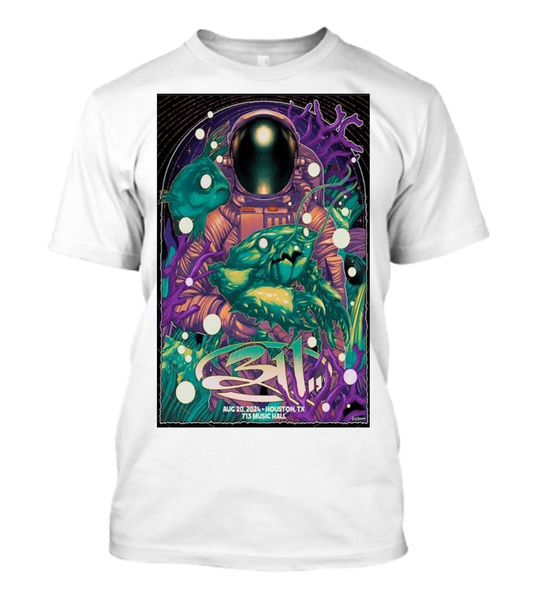 311 Astronaut Art Aug 20 2024 713 Music Hall Houston TX Tour T-Shirt