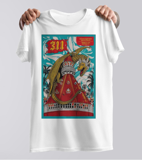 311 Aug 25 2024 Cal Coast Credit Union Open Air Theatre San Diego CA Dragon T-Shirt