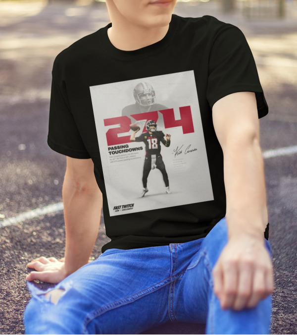 Atlanta Falcons Quarterback Kirk Cousins Reaches 274 Passing Touchdowns Surpassing Joe Montana For 19th All-Time In NFL History T-Shirt