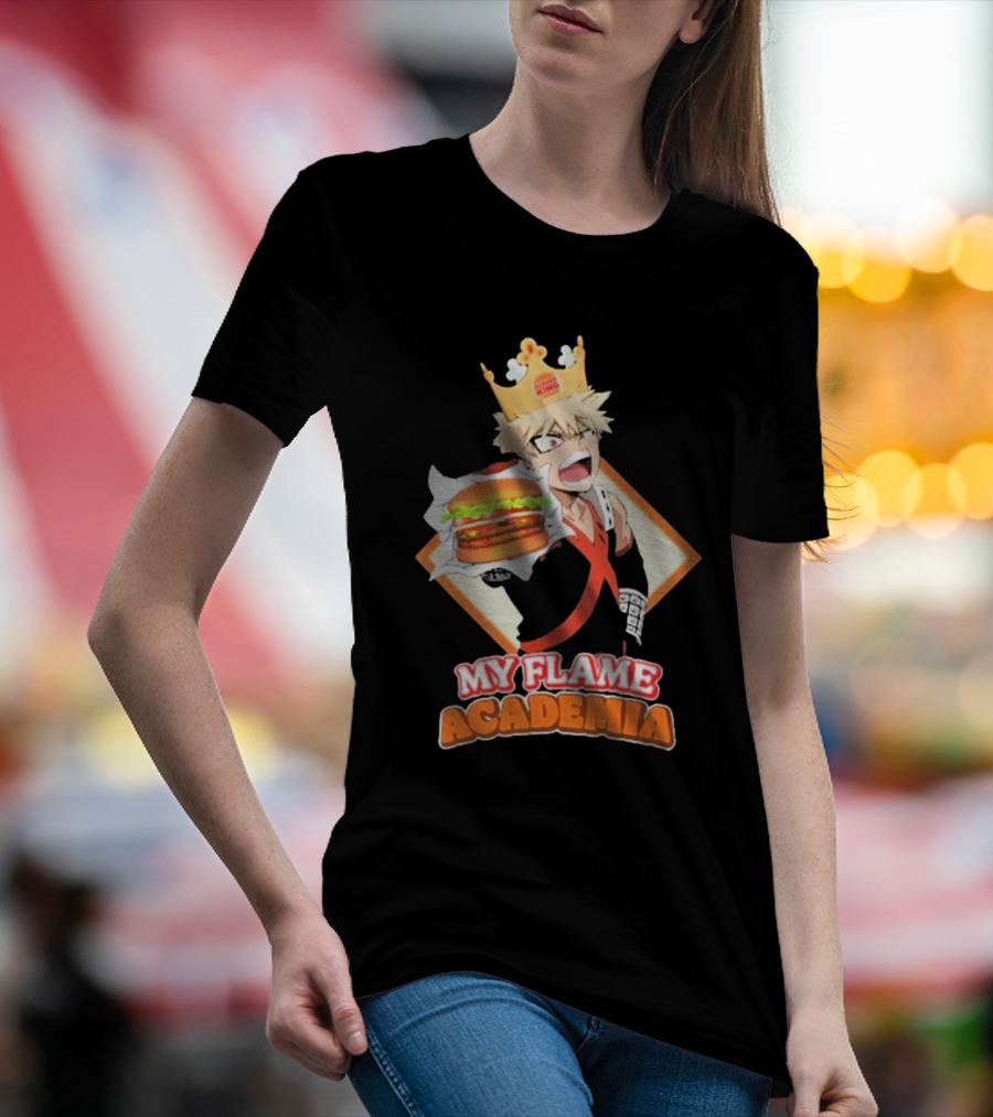 Bakugou Burger King My Flame Academia Jumbo Burger Crown Fusion T-Shirt