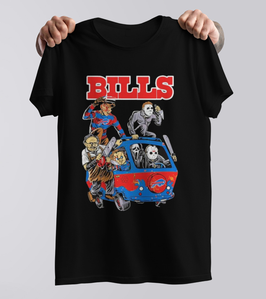 Buffalo Bills NFL Horror Movie Characters Hippie Halloween Van T-Shirt