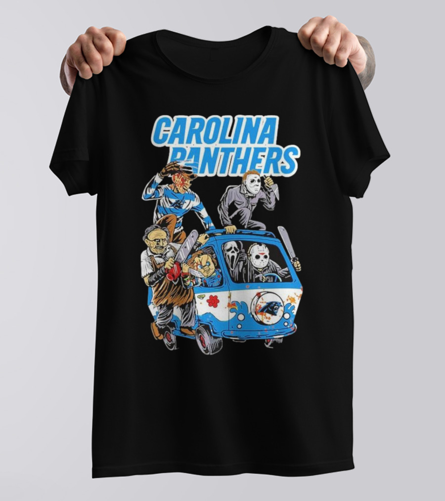 Carolina Panthers NFL Horror Movie Characters Halloween Van T-Shirt