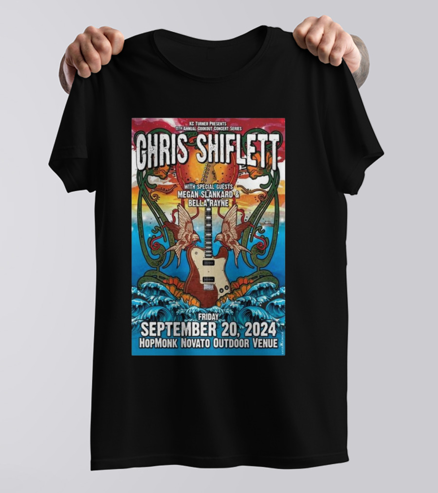 Chris Shiflett With Special Guests Megan Slankard And Bella + Rayne Live At HopMonk Novato Outdoor Venue September 20 2024 Concert T-Shirt