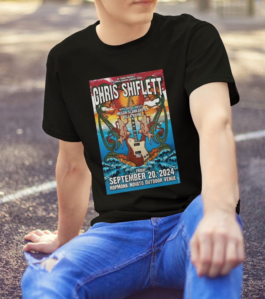Chris Shiflett With Special Guests Megan Slankard And Bella + Rayne Live At HopMonk Novato Outdoor Venue September 20 2024 Concert T-Shirt