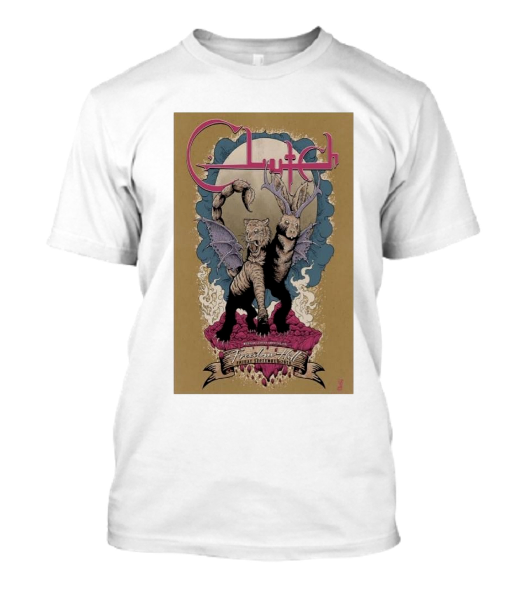 Clutch Freedom Hill Sept 20 2024 Sterling Heights MI Mythical Creature T-Shirt