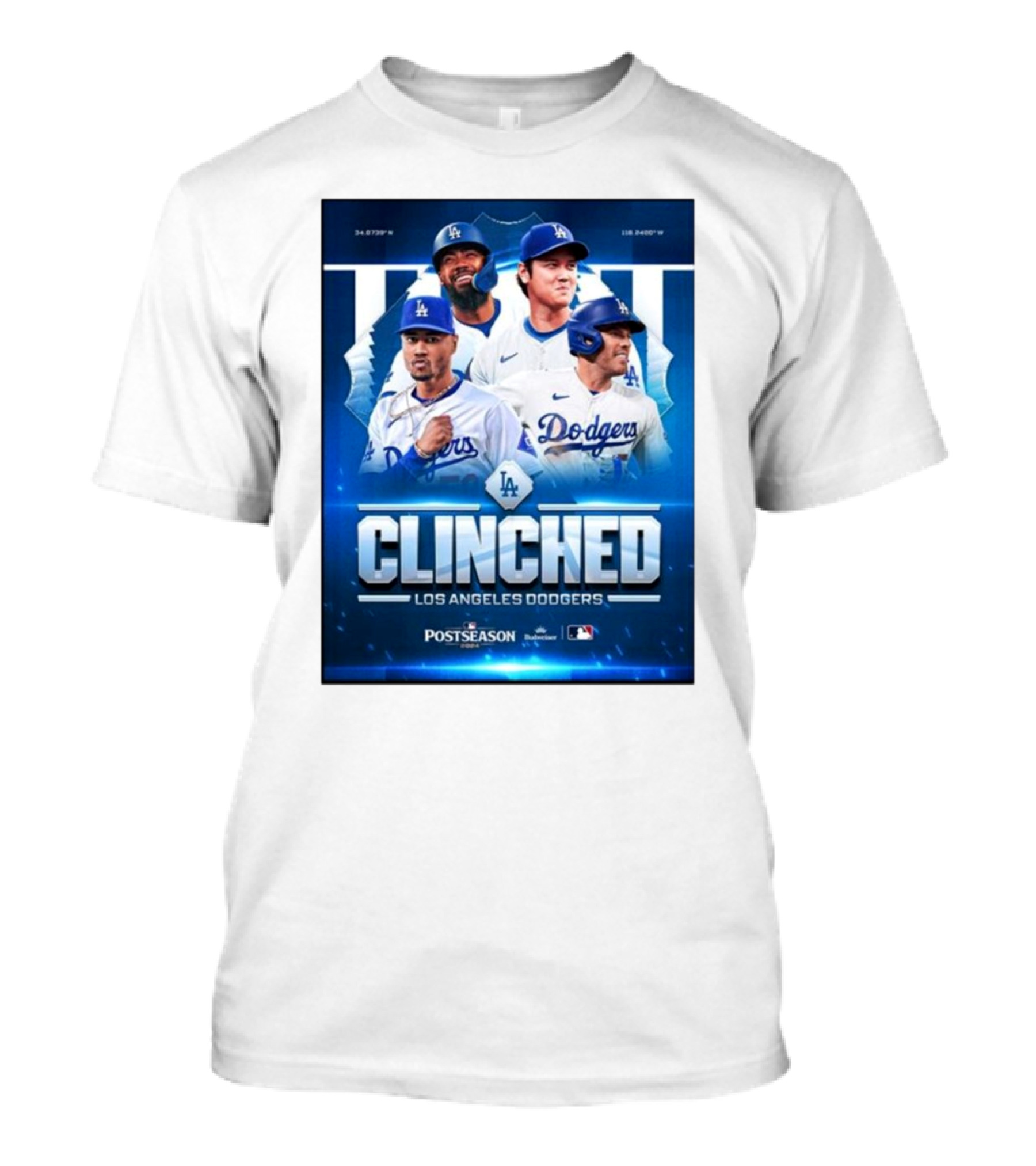 Clinched Los Angeles Dodgers 2024 Postseason MLB T-Shirt