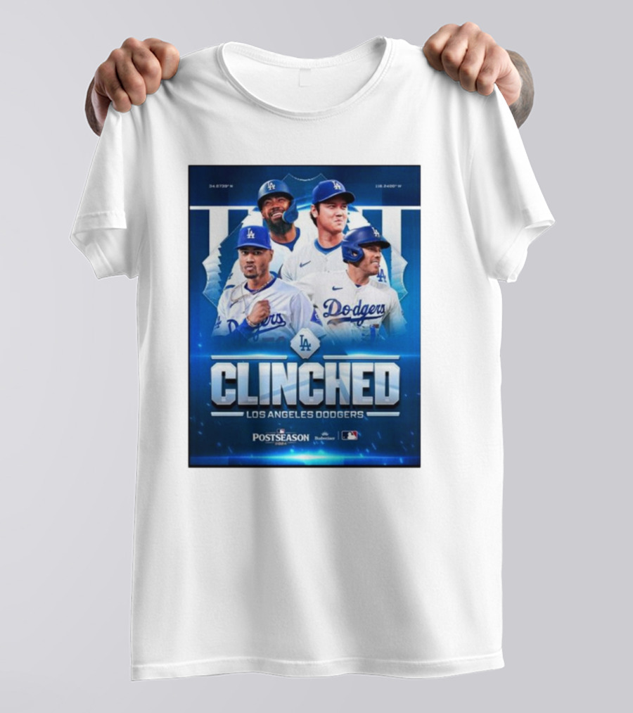 Clinched Los Angeles Dodgers 2024 Postseason MLB T-Shirt