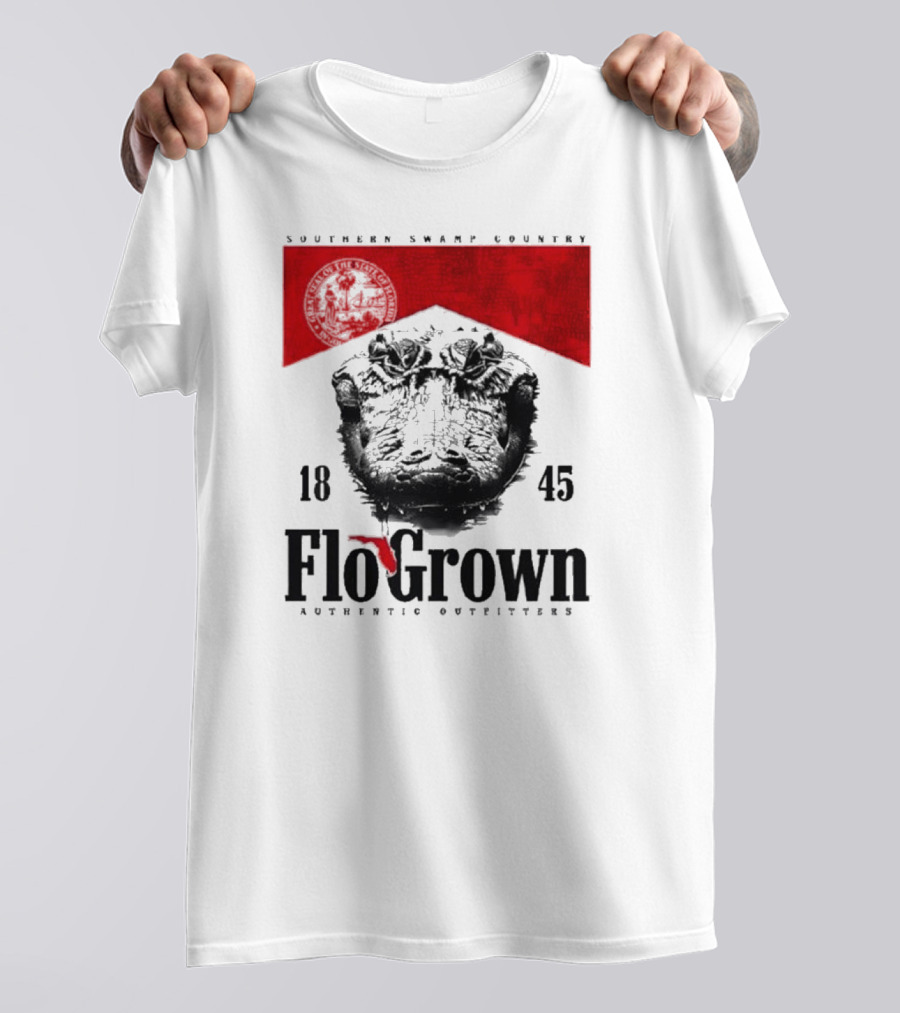 FloGrown Southern Swamp Country 1845 Authentic Outfitters With Florida Map T-Shirt