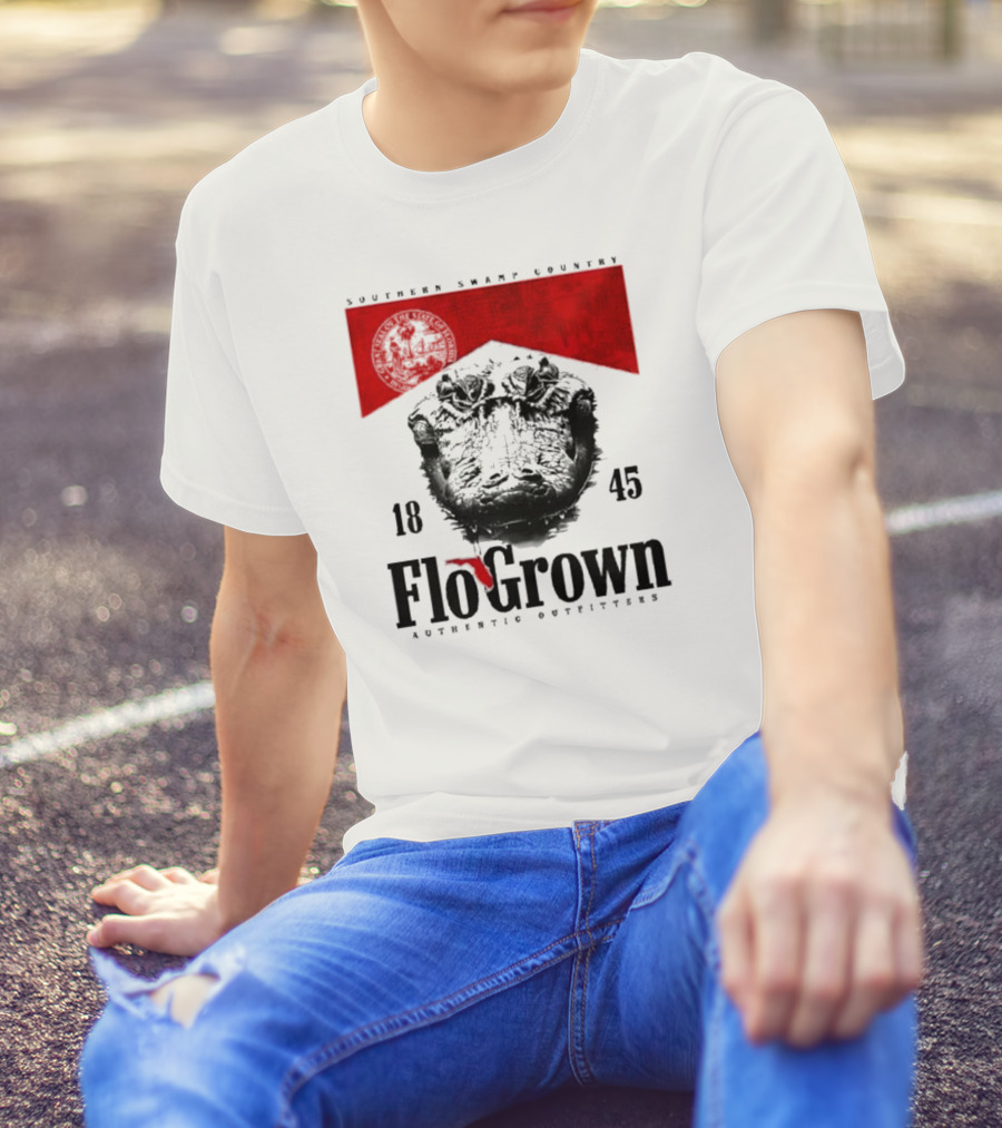 FloGrown Southern Swamp Country 1845 Authentic Outfitters With Florida Map T-Shirt