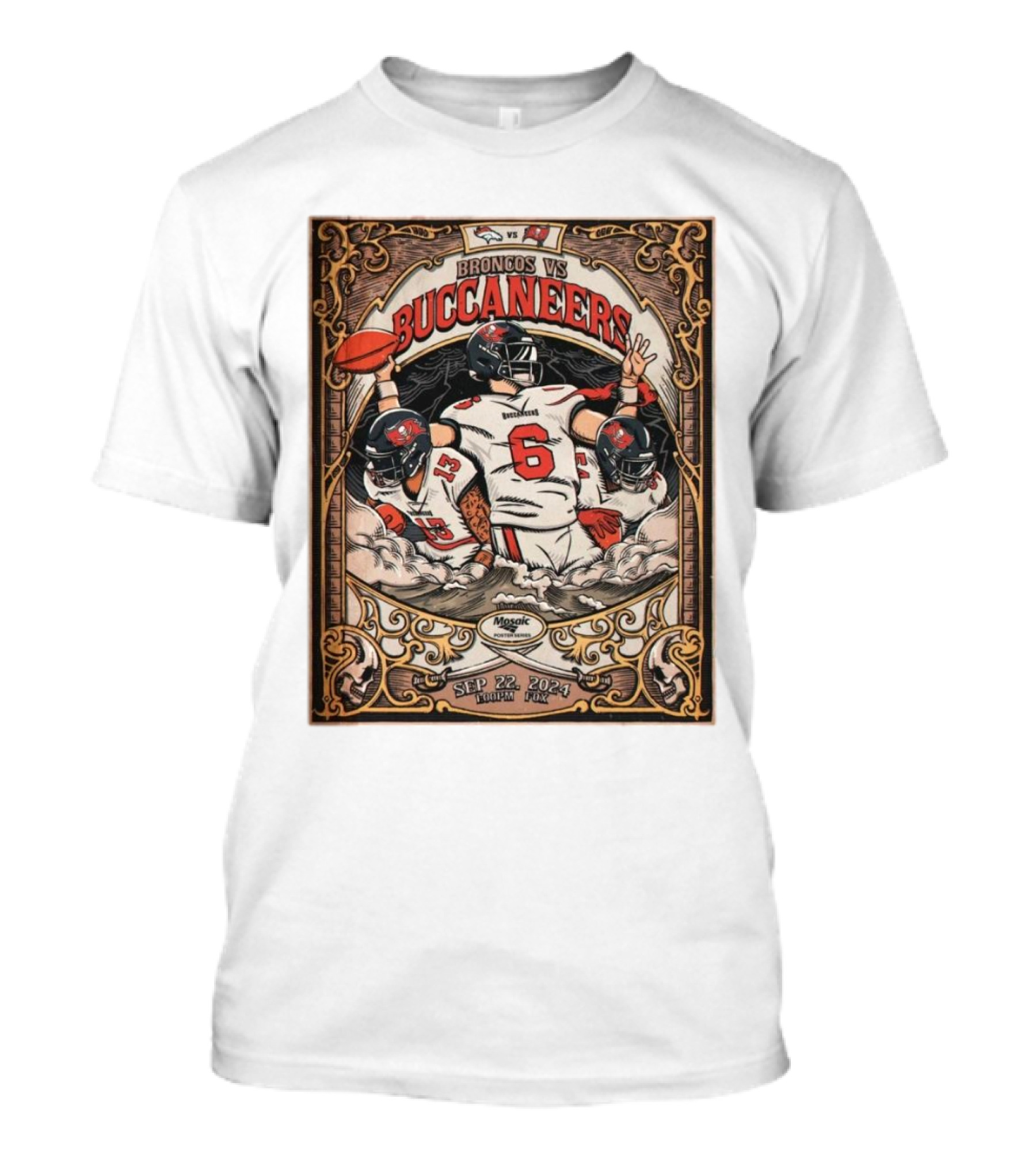 Broncos Vs Buccaneers Sep 22 2024 Matchup On Magic Graphics Vintage T-Shirt