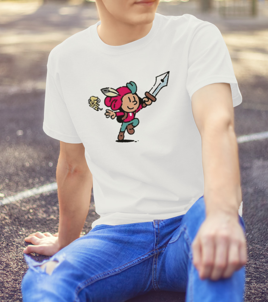 Devolver Digital The Plucky Squire 2024 Cartoon Character With Sword And Feathered Hat T-Shirt