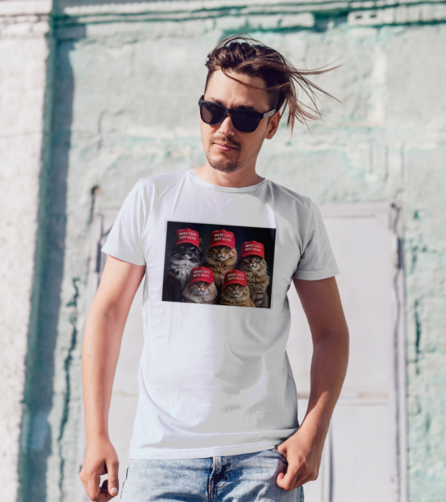 Donald Trump Make Cats Safe Again Red Hat 2024 Debate Cats Wearing Hats T-Shirt