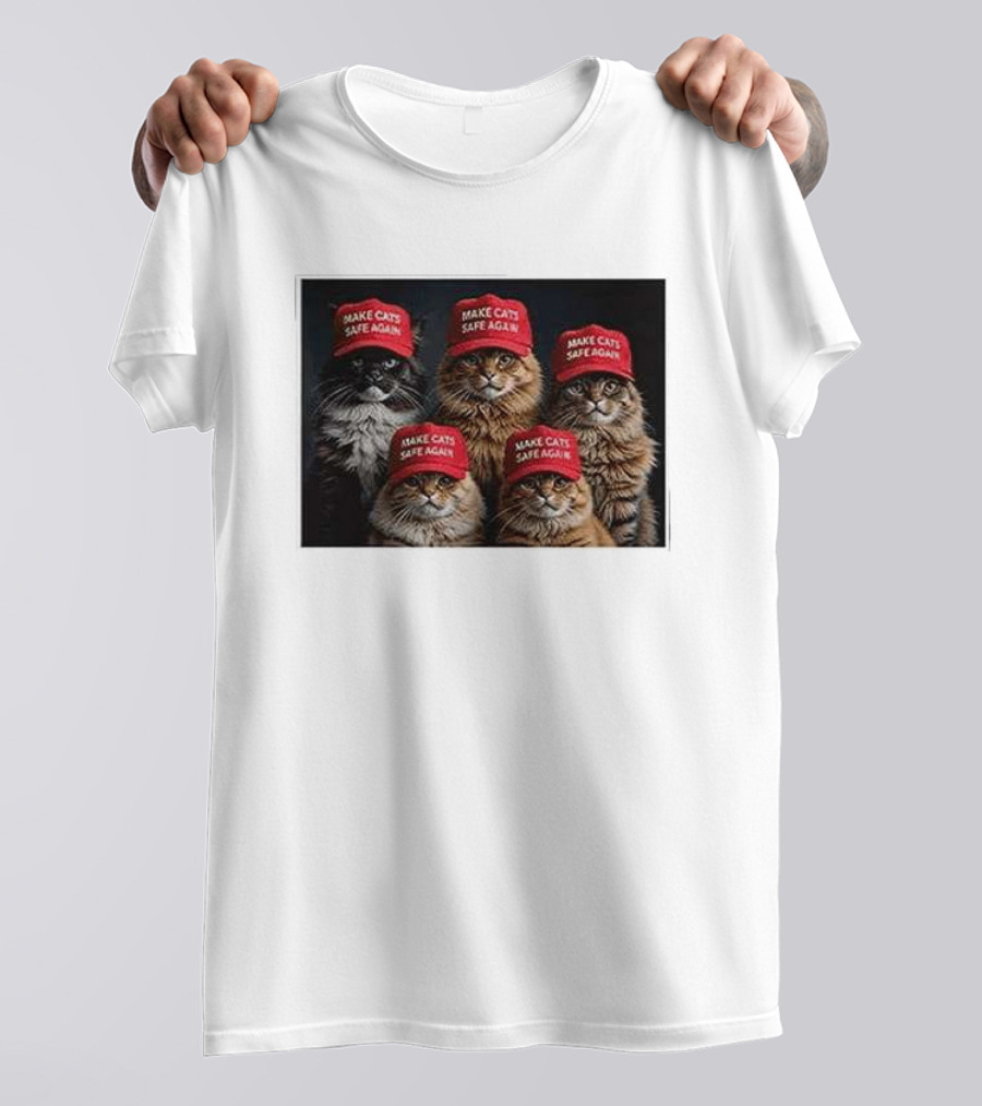 Donald Trump Make Cats Safe Again Red Hat 2024 Debate Cats Wearing Hats T-Shirt