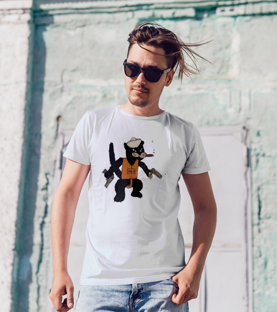 Dylan Cease's Cat Patrol Squadron VPB-71 Vintage Cartoon Panther With Guns And Cigar T-Shirt
