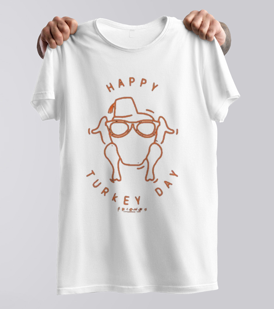 Friends Happy Turkey Day 2024 Turkey Glasses T-Shirt