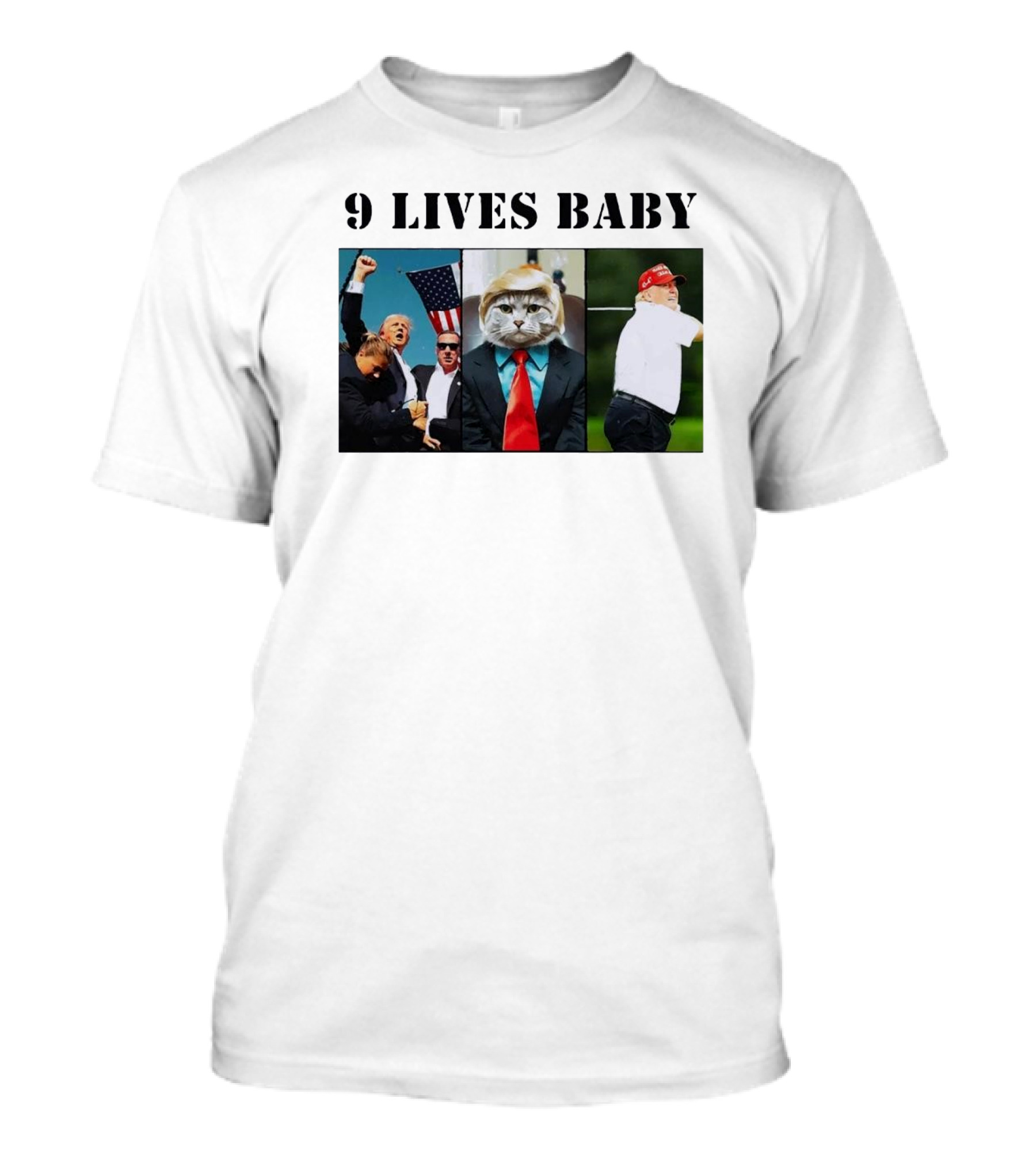 Groovy Cat Trump 9 Lives Baby USA Golf Suit T-Shirt