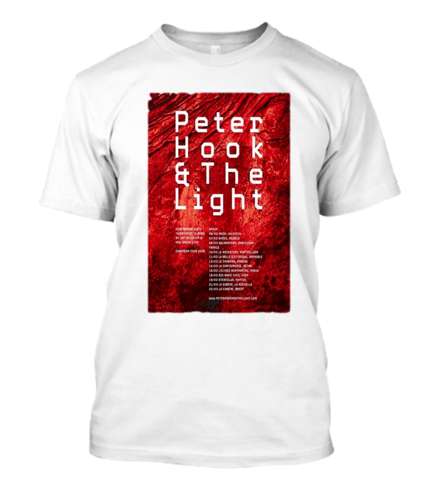 Peter Hook And The Light European Tour 2025 Spain France Performances T-Shirt