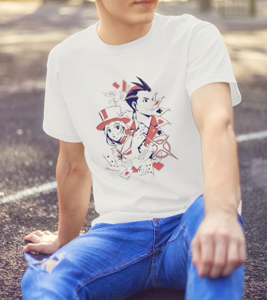 Ace Attorney Anything Agency Playing Card Symbol Characters T-Shirt