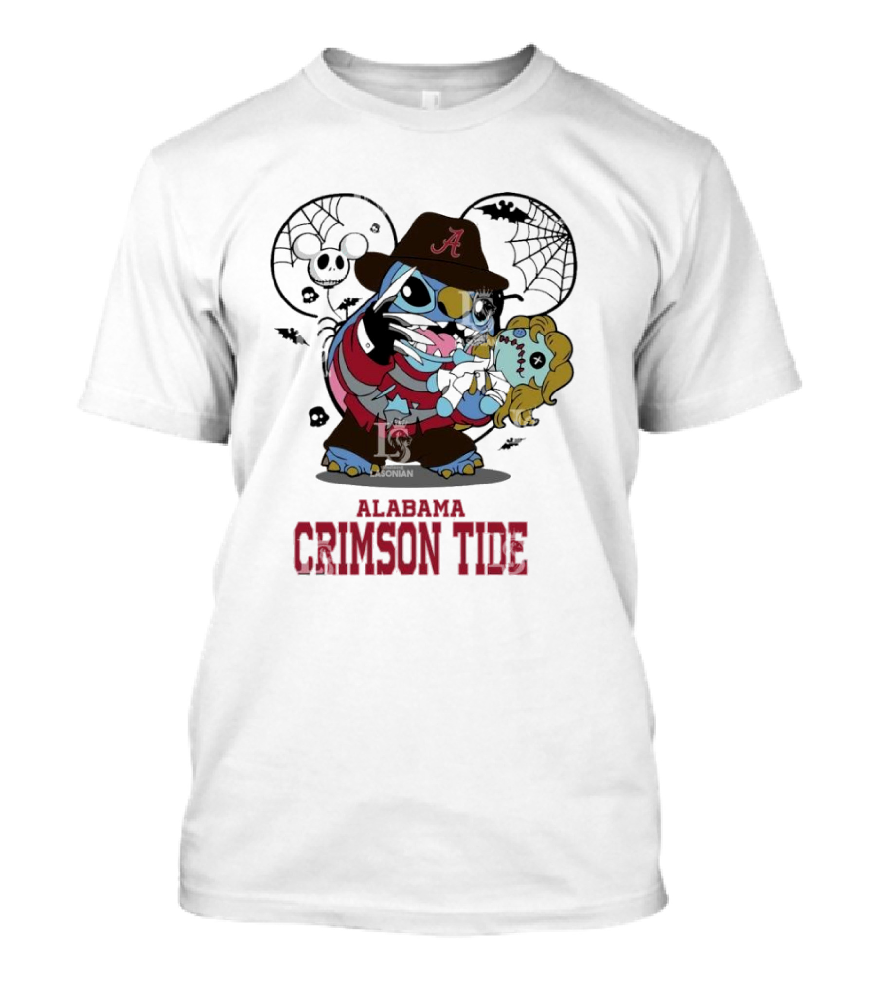 Alabama Crimson Tide Stitch Freddy Krueger Halloween Crossover T-Shirt