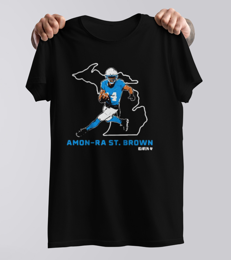 Amon-Ra St. Brown Detroit Lions NFLPA Michigan T-Shirt
