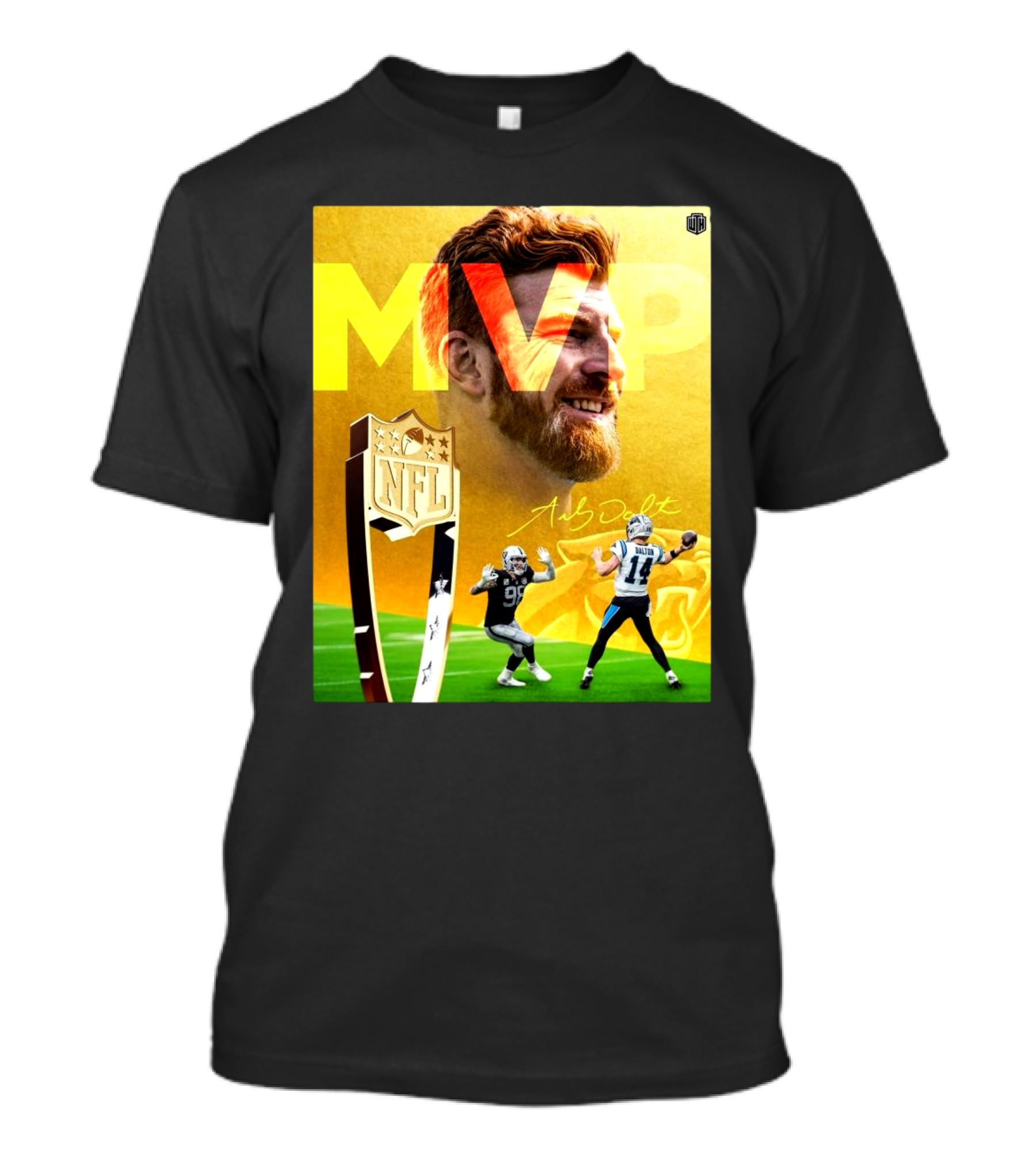 Andy Dalton Carolina Panthers NFL MVP Signature NFL Trophy T-Shirt