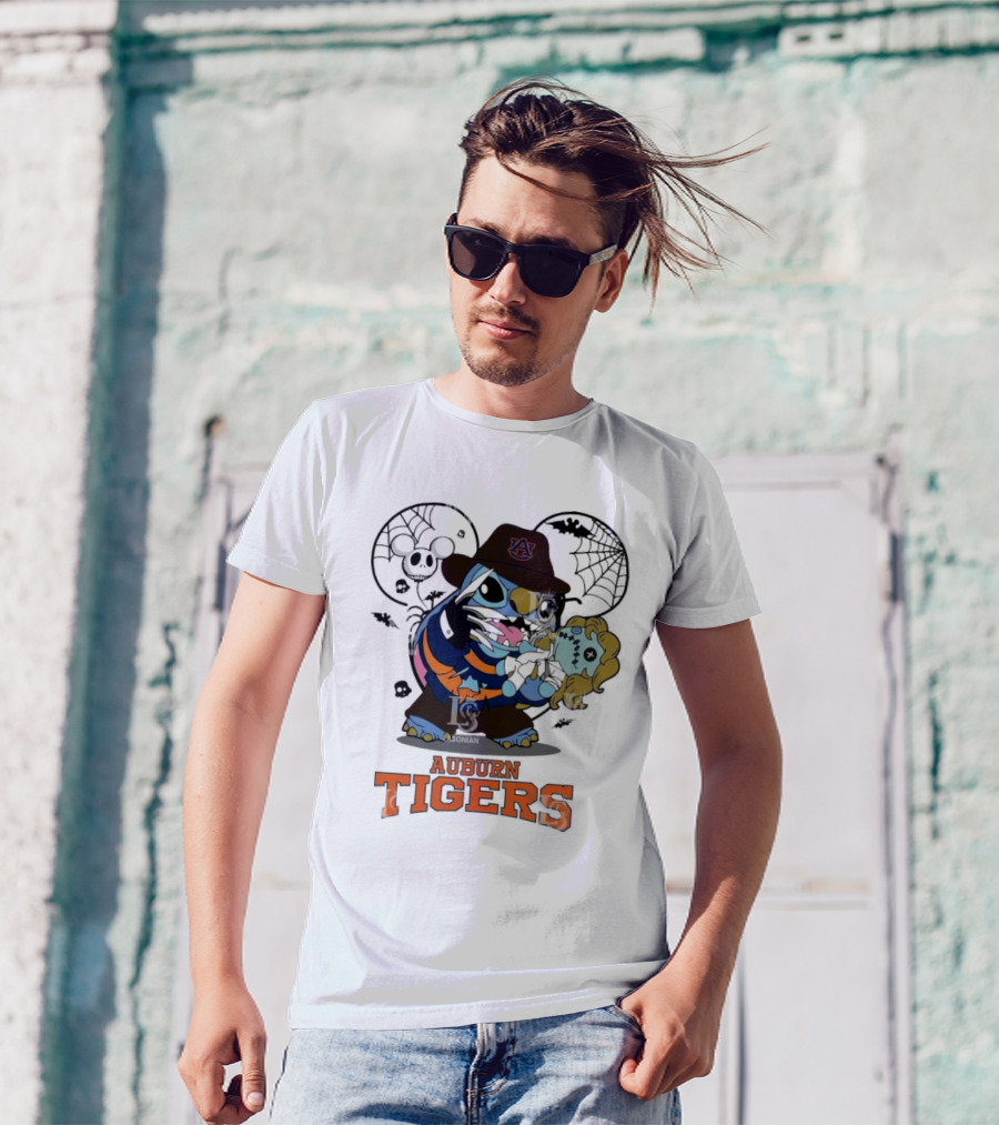 Auburn Tigers Halloween Stitch Freddy Krueger Crossover T-Shirt