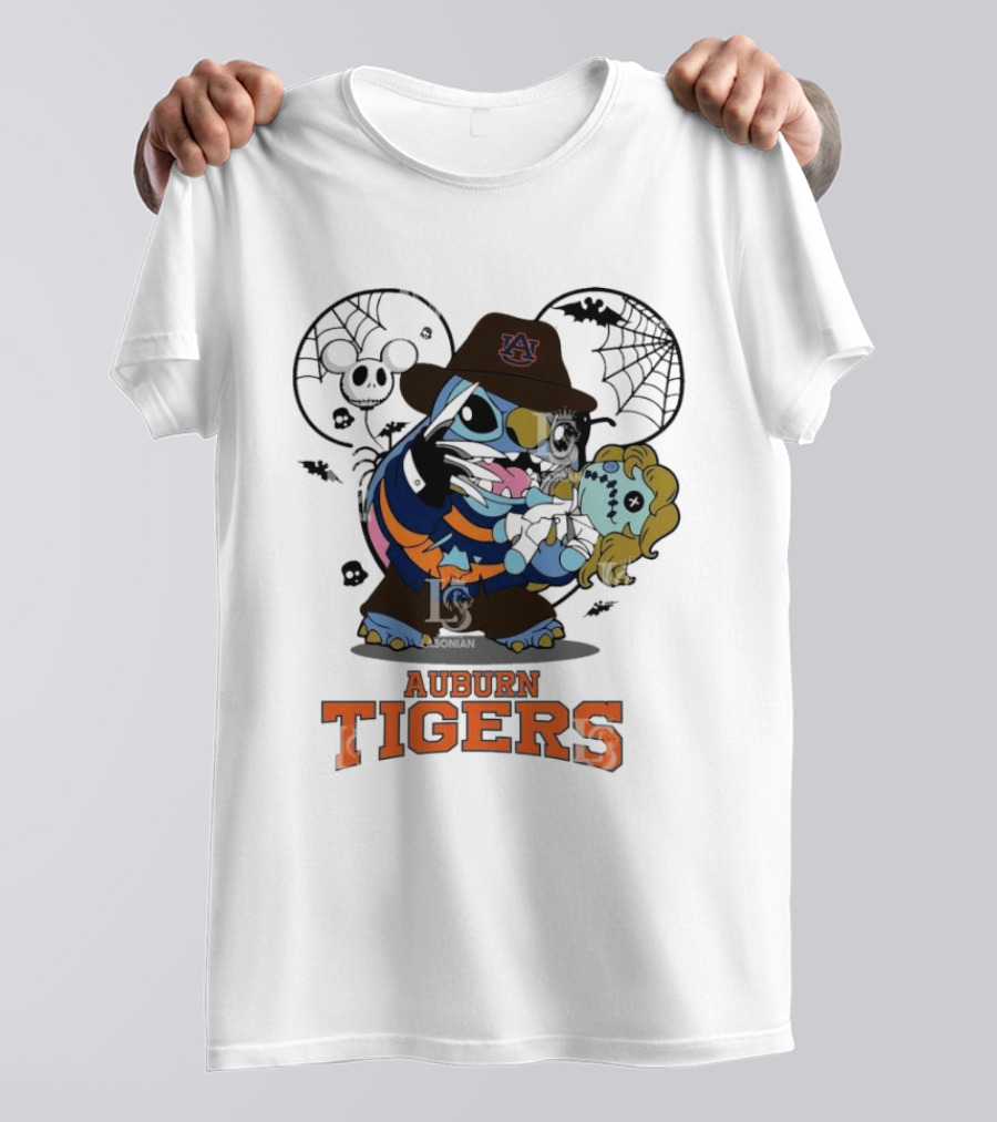 Auburn Tigers Halloween Stitch Freddy Krueger Crossover T-Shirt