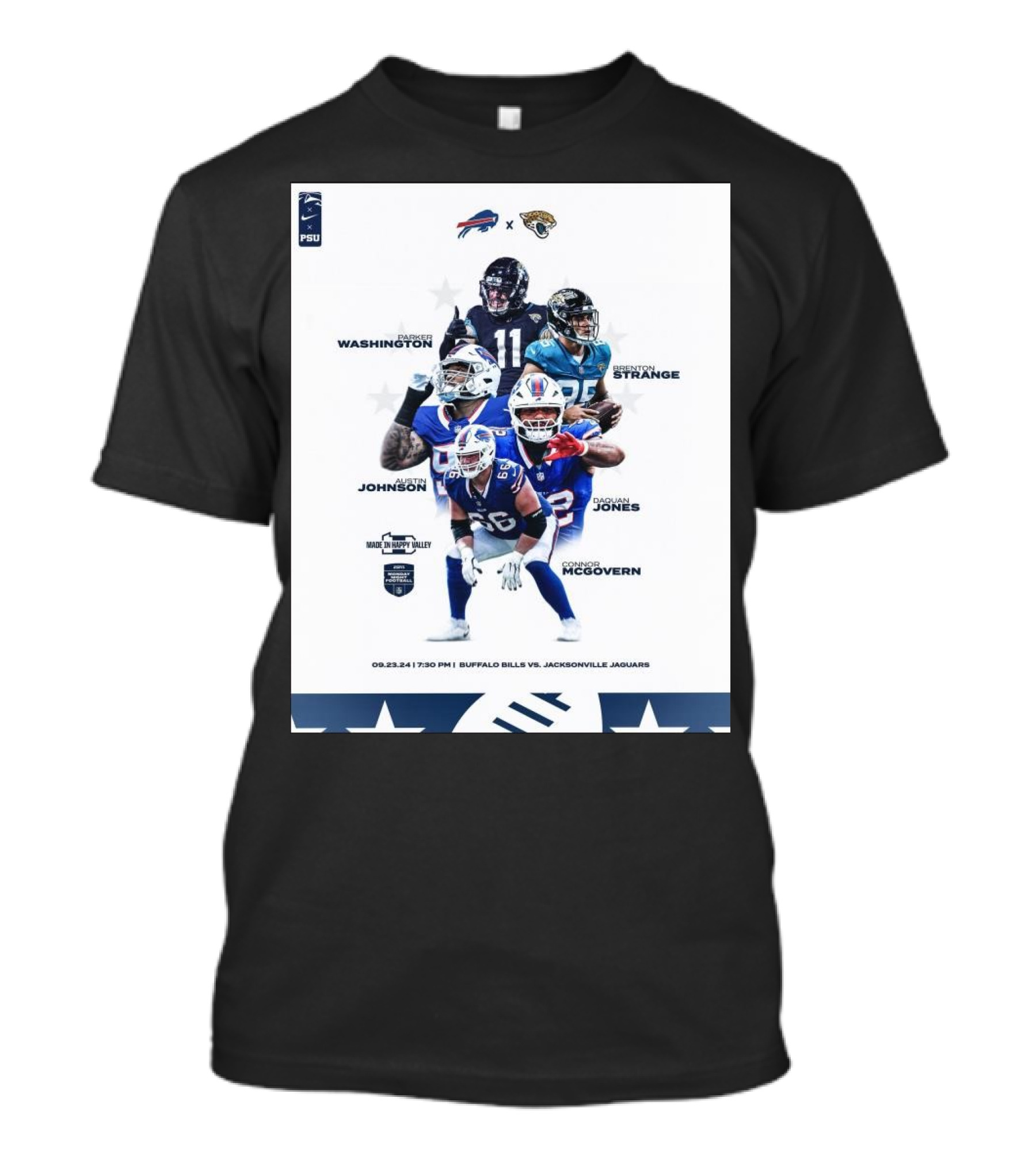 Buffalo Bills Vs Jacksonville Jaguars Penn State Alumni Matchup 09.23.24 MNF T-Shirt