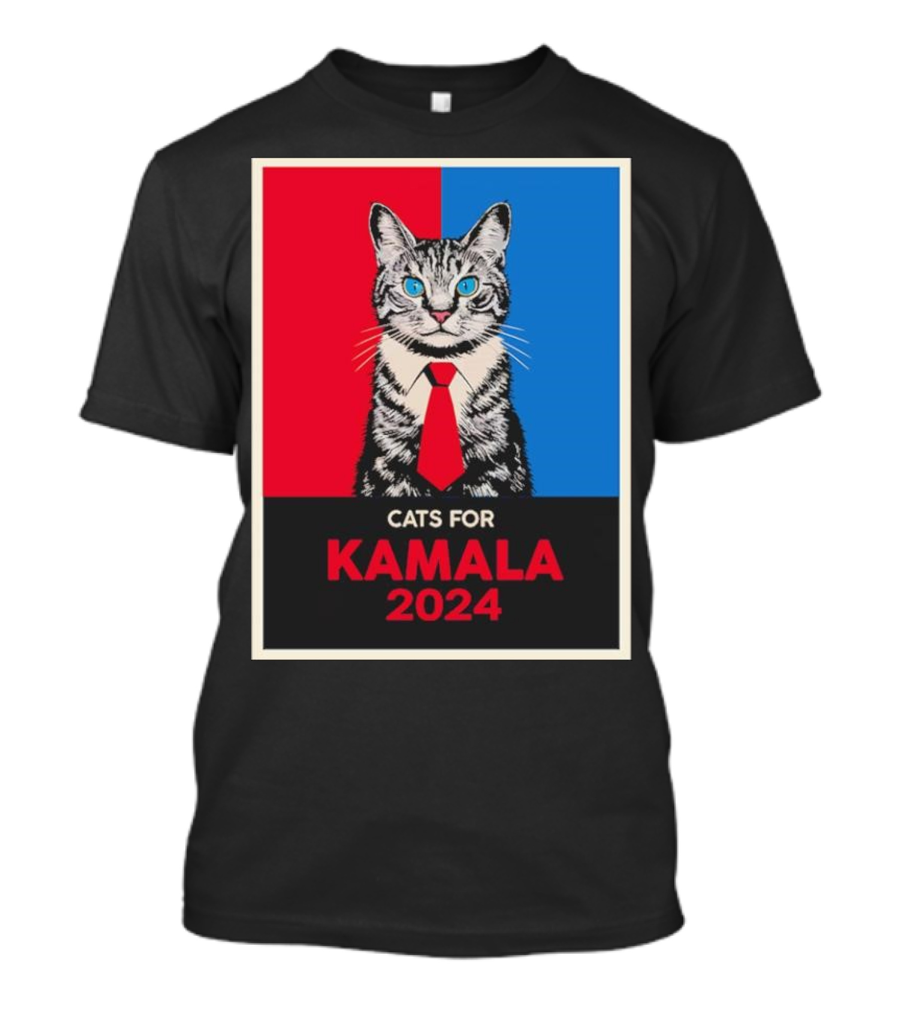 CATS FOR KAMALA 2024 Red Blue Poster Cat With Tie T-Shirt