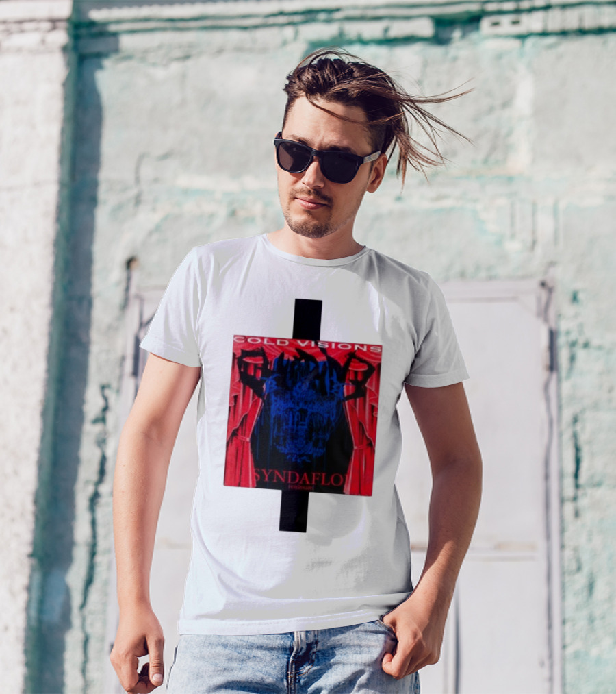 Cold Visions Syndaflod 2024 Red And Blue Dramatic Abstract T-Shirt