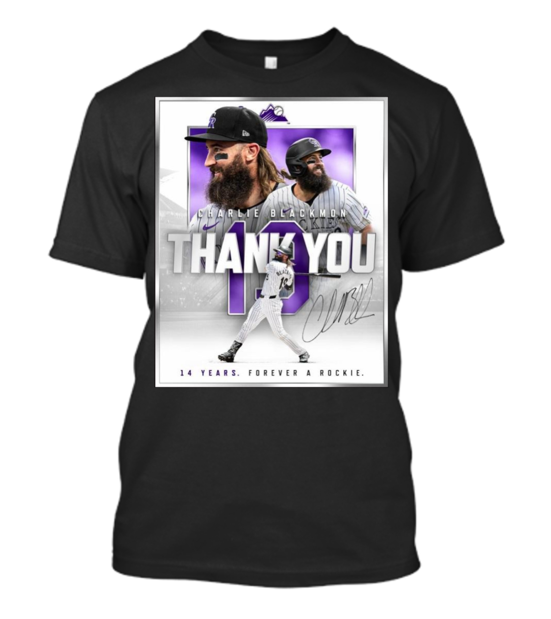 Charlie Blackmon Thank You 14 Years Forever A Rockie T-Shirt