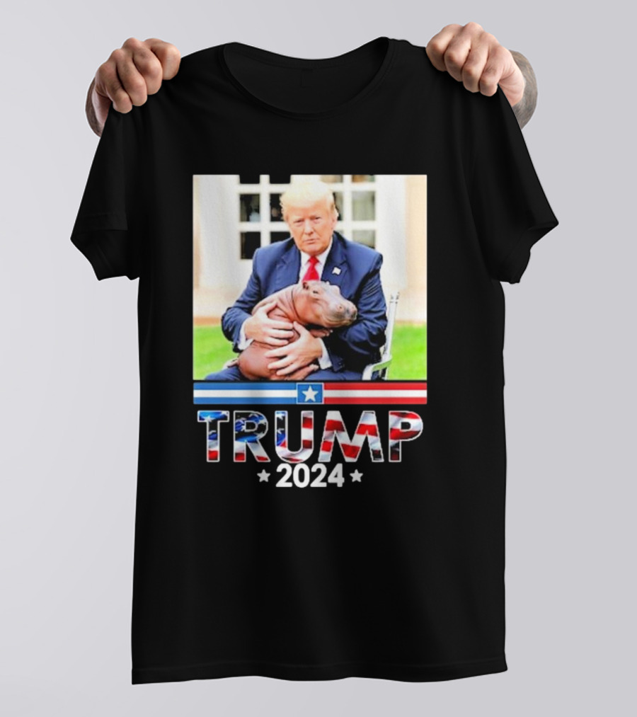 TRUMP 2024 Cute Baby Pygmy Hippo Moo Deng Pets T-Shirt