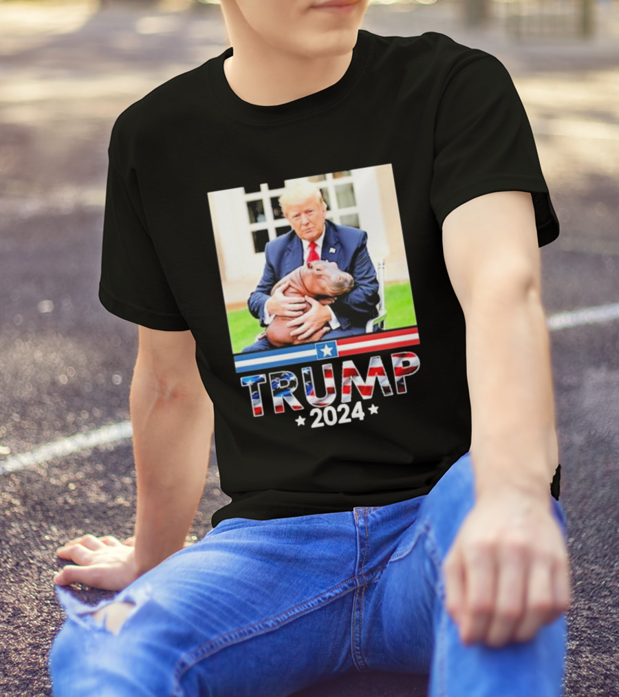 TRUMP 2024 Cute Baby Pygmy Hippo Moo Deng Pets T-Shirt