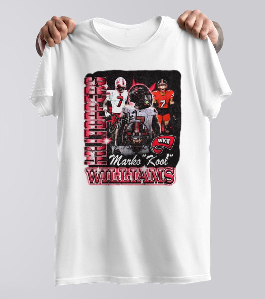 Hilltoppers WKU Marko Kool Williams 90s #7 Football T-Shirt