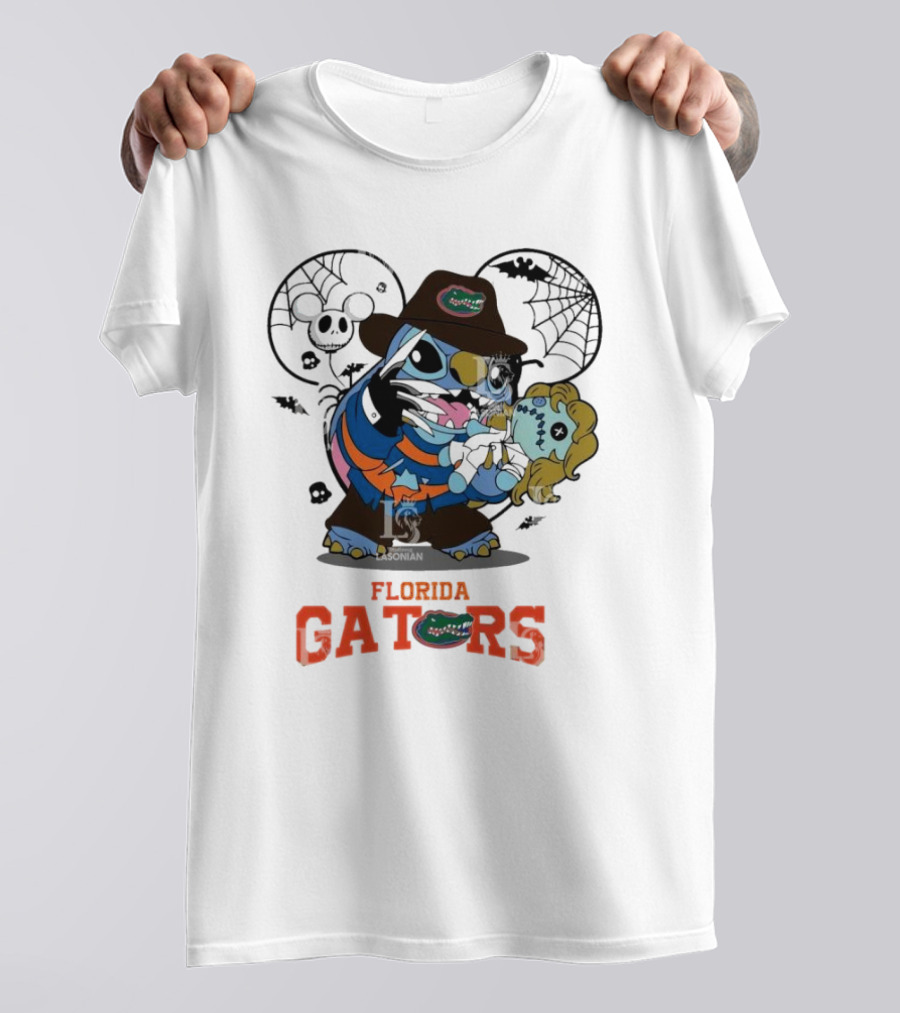 Florida Gators Stitch Freddy Krueger Halloween Disney Crossover T-Shirt