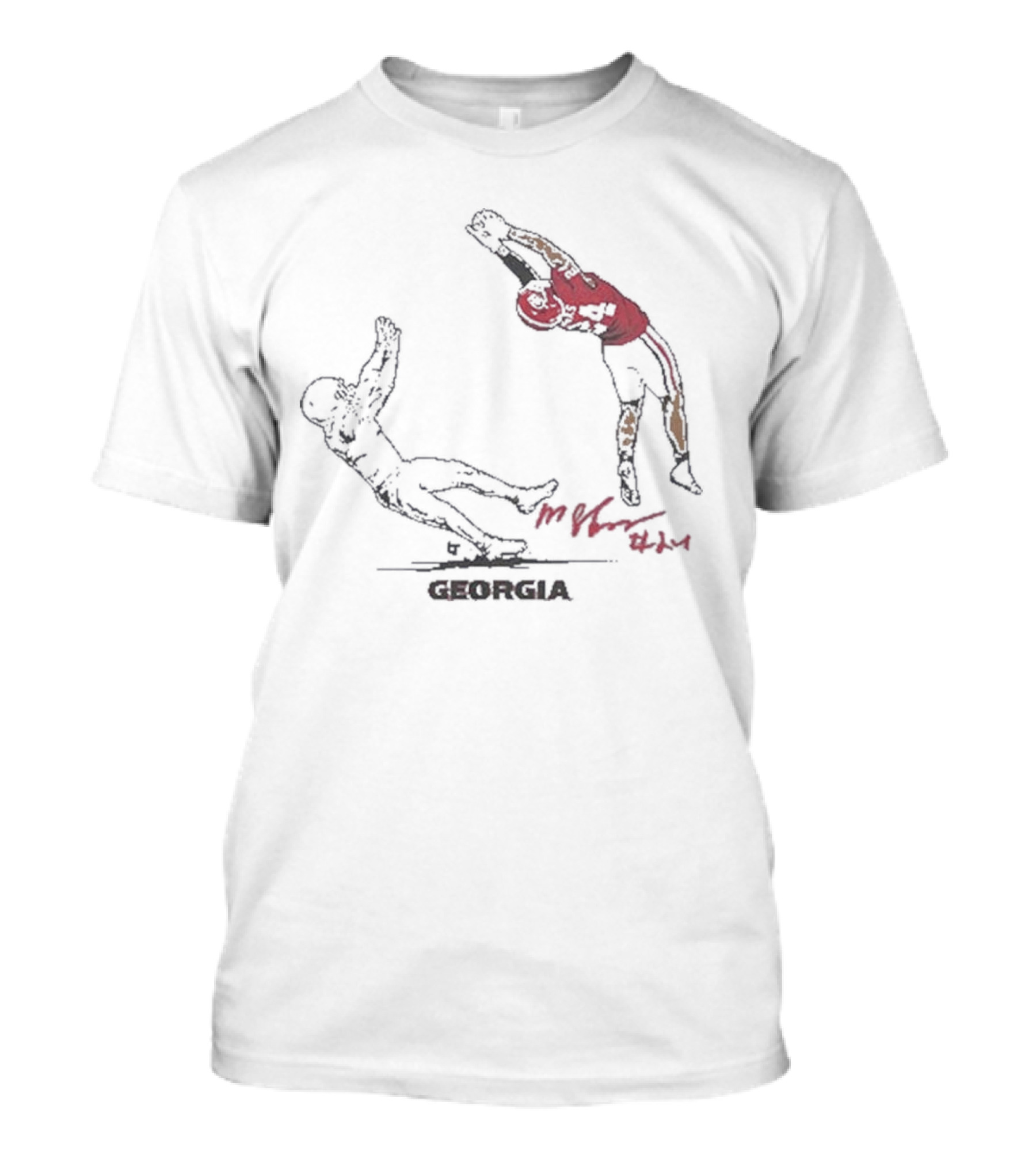 Georgia Football Malaki Starks Autograph Highlight Moment T-Shirt